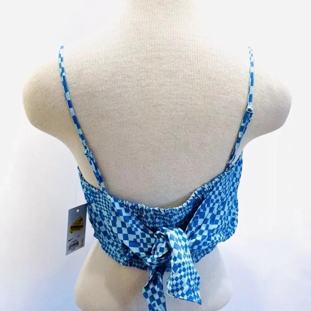 NWT SO GOODS FOR LIFE Juniors Sleeveless Straps Pullover Cropped Blue Top Size M - Picture 6 of 13